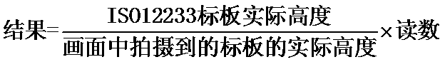 ISO12233測試卡的4:3區(qū)域過滿時換算結果